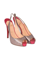 Christian Louboutinsilver Glitter Palais Royal Slingback