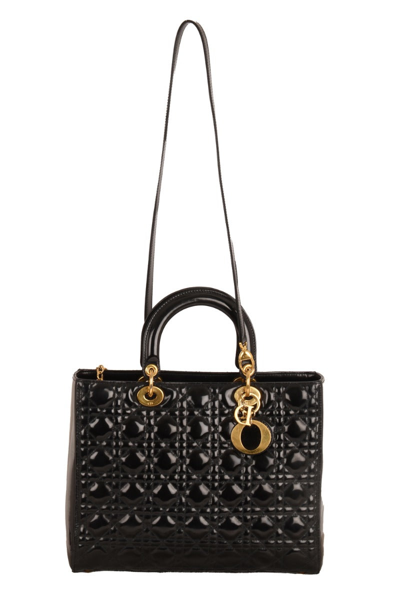 Lady Dior Large Cannage Patent Tote Bag