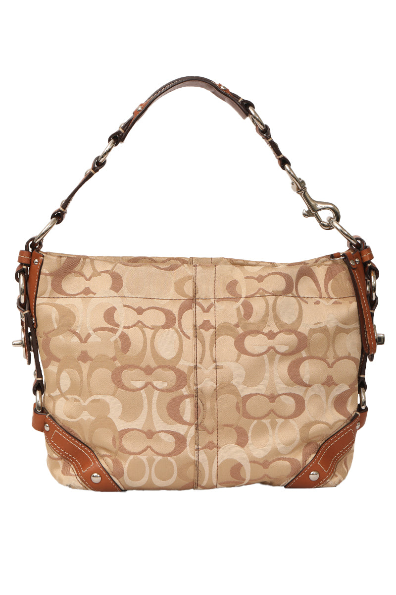 Coach Beige Canvas And Leather Carly Hobo Bag