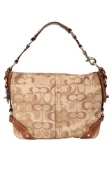 Coach Beige Canvas And Leather Carly Hobo Bag
