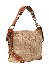 Coach Beige Canvas And Leather Carly Hobo Bag
