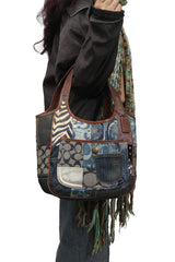 Coach Denim Patchwork Shoulder Bag