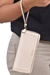 Coach Double Zip Off-White Accordion Wallet