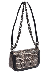 Coach Leather Snakeskin Swagger 20 Turnlock Chalk Blach Shoulder Bag