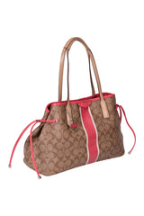 Coach Signature Stripe Drawstring Carryall Bag