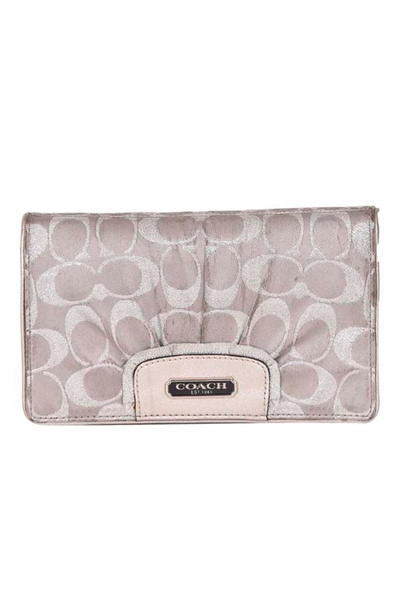 Coach Silver Monogram Clutch