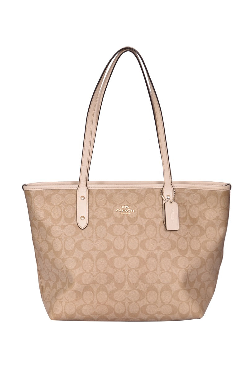 Coach Zip Top Tote In Signature Canvas
