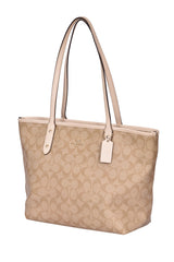 Coach Zip Top Tote In Signature Canvas