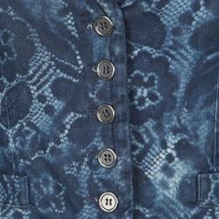 D&G Indigo Printed Washed Denim Lace Back Waist Coat