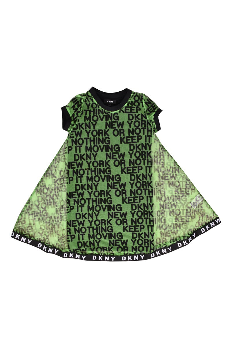 Dkny Kid'S Mesh & Milano Slogan Dresses