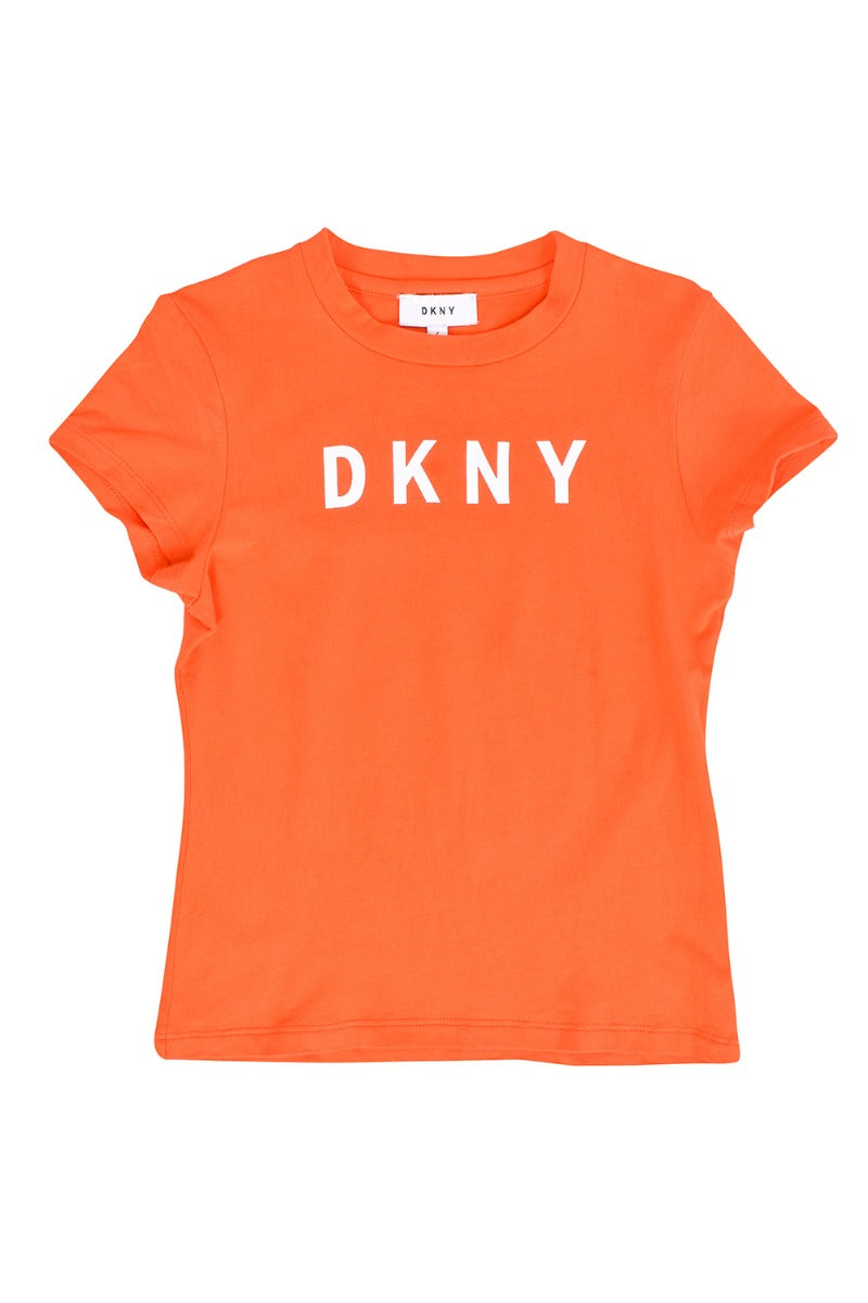 Dkny Orange Cotton Logo T-Shirt