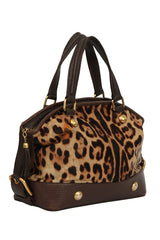 Dolce & Gabbana Brown/Black Leopard Print Calf Hair Handbag