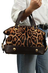 Dolce & Gabbana Brown/Black Leopard Print Calf Hair Handbag