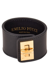 Emilio Pucci Leather Twist Lock Bracelet