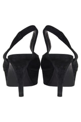 Fendi Black Suede Peep Toe Heels