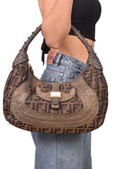 Fendi Brown/Metallic Zucca Canvas And Leather Spy