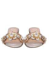 Fendi Flowerland Jeweled Metallic Heels