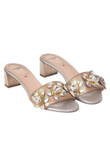 Fendi Flowerland Jeweled Metallic Heels