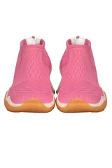 Fendi High Tech Jacquard And Leather Pink Sneakers