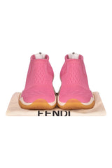 Fendi High Tech Jacquard And Leather Pink Sneakers