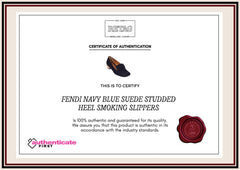 Fendi Navy Blue Suede Studded Heel Smoking Slippers