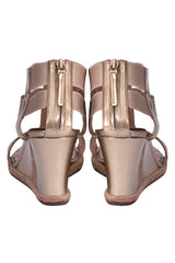 Fendi Patent Leather T Strap Wedges