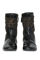 Fendi Tronchetto Zucca Flat Ankle Boots