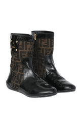 Fendi Tronchetto Zucca Flat Ankle Boots