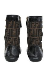 Fendi Tronchetto Zucca Flat Ankle Boots