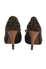 Fendi Zucca EU 37 Canvas Bow Detailing Pumps