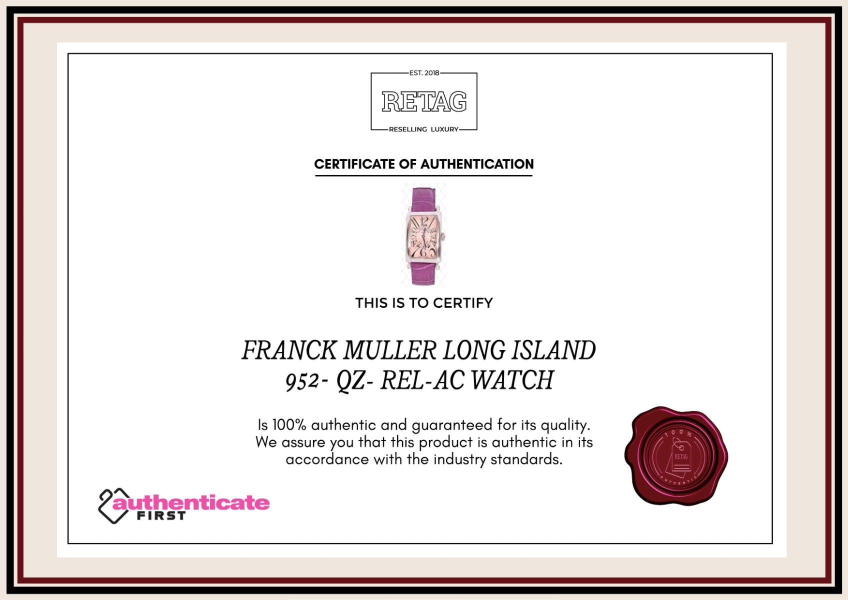 Franck Muller Long Island 952- QZ- REL-AC Watch