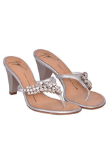 Guiseppe Zanotti Silver Stoned Sandals