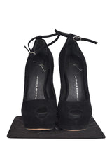 Giuseppe Zanotti Black Suede Peeptoes