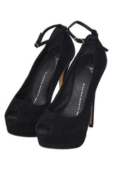 Giuseppe Zanotti Black Suede Peeptoes