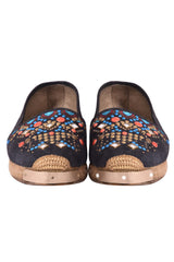 Guiseppe Zanotti Navy Suede Moroccan Multi-Colour Espadrilles
