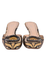 Gucci Black Floral Jacquard Fabric Dionysus Square Toe Slip On Mules