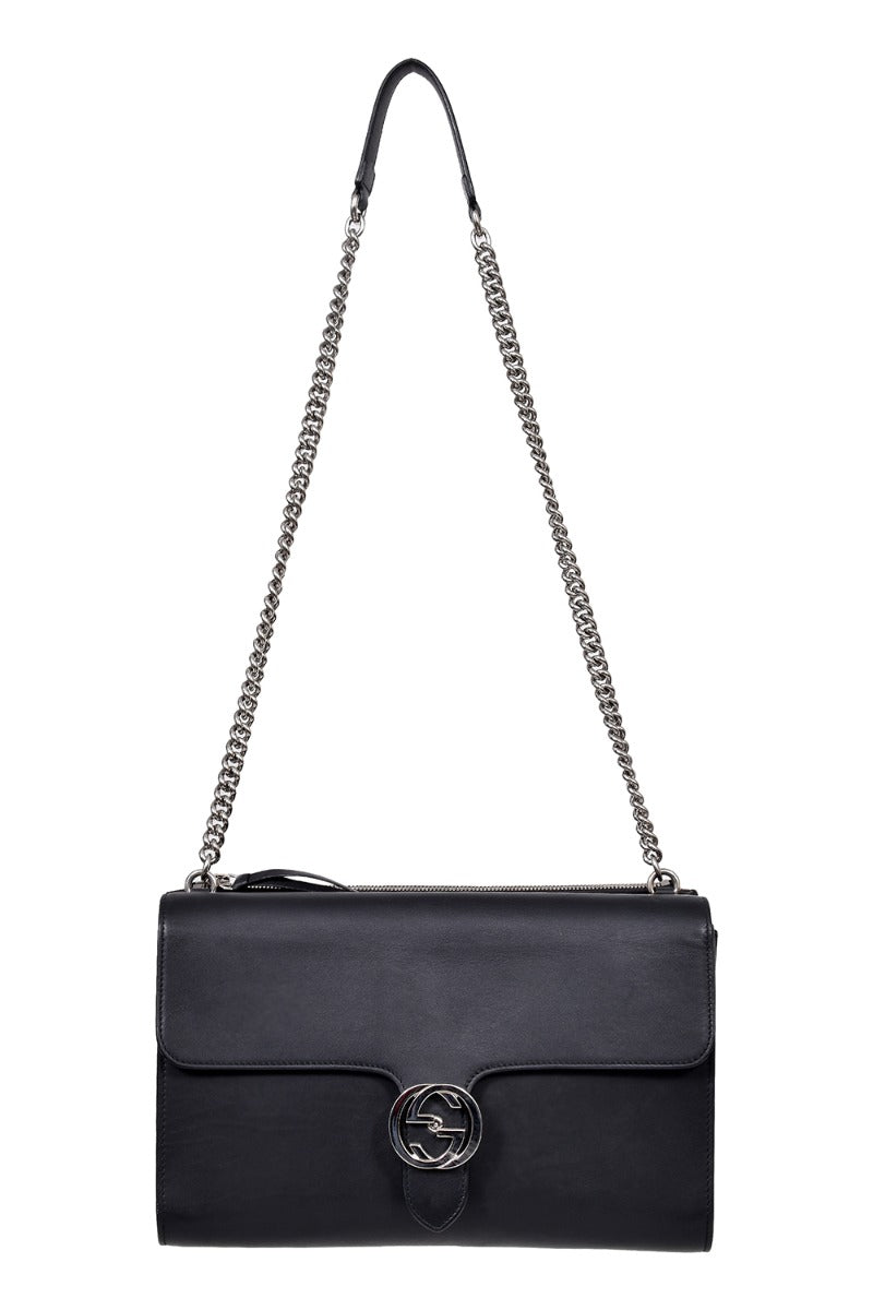 gucci-black-leather-medium-interlocking-gg-shoulder-bag