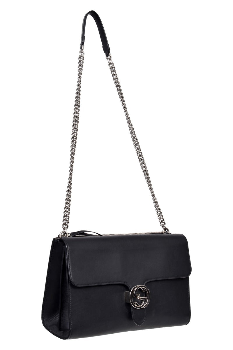 gucci-black-leather-medium-interlocking-gg-shoulder-bag