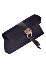 Gucci Black Satin & Snakeskin Bamboo Croisette Clutch
