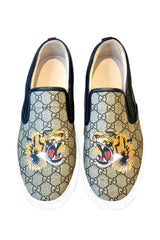 Gucci Brown Dublin Tiger Print Gg Canva Loafer