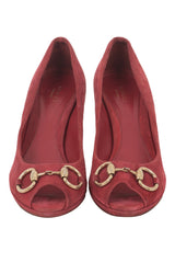 Gucci Fuchsia Micro Guccissima Suede Hrosebit Peeptoes