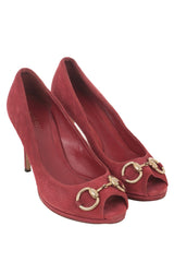 Gucci Fuchsia Micro Guccissima Suede Hrosebit Peeptoes
