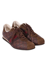 Gucci Gg Web Monogram Leather Sneakers