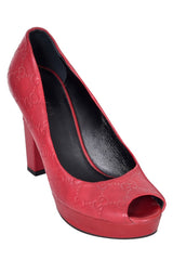 Gucci Guccissima Gg Peep Toe Pumps