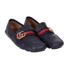 Gucci Leather Driver With Web Loafers