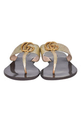 Gucci Marmont Leather Thong Sandals