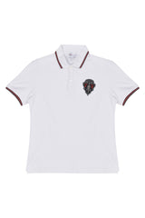 Gucci Men'S Slim Fit Hysteria Crest Web Trim White Polo T-Shirt