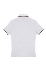 Gucci Men'S Slim Fit Hysteria Crest Web Trim White Polo T-Shirt