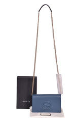 Gucci Mini Soho Pebbled Leather Walleton Chain