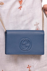 Gucci Mini Soho Pebbled Leather Walleton Chain